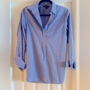 NWOT Lands end navy gingham tunic shirt